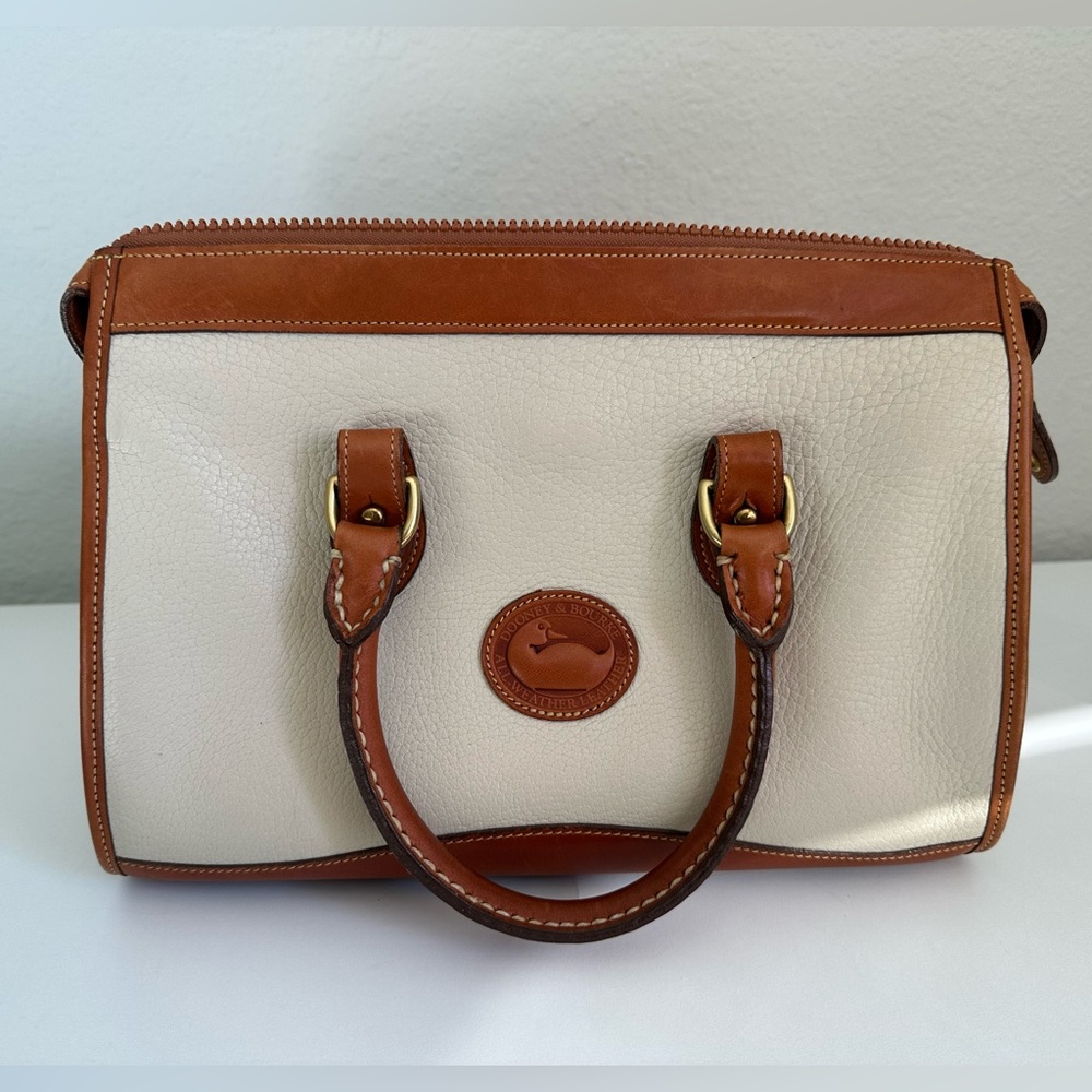 Dooney & Bourke Tan and Cream Leather Satchel